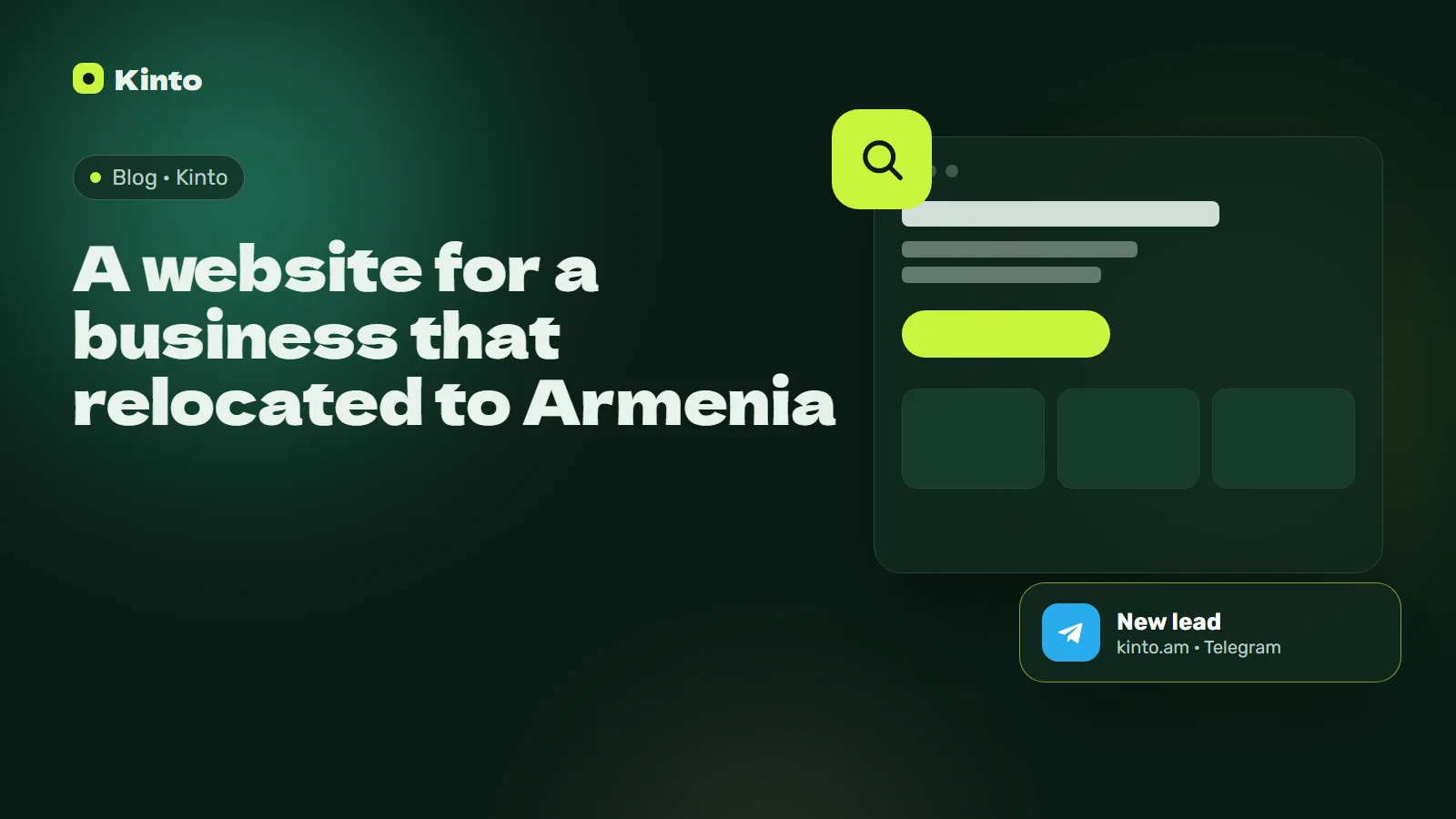 Cover: A website for a business that relocated to Armenia