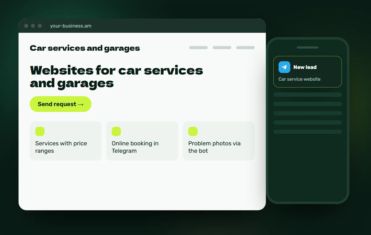 Website mockup: Car service website