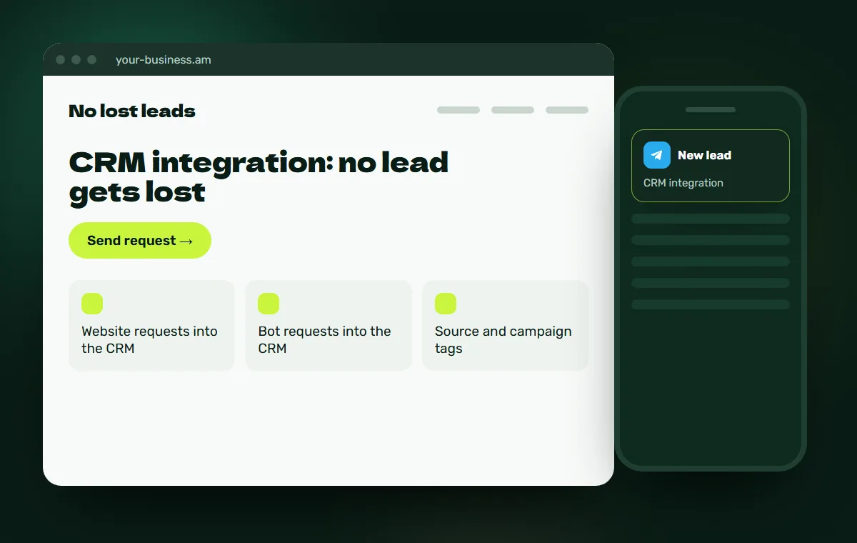 Website mockup: CRM integration