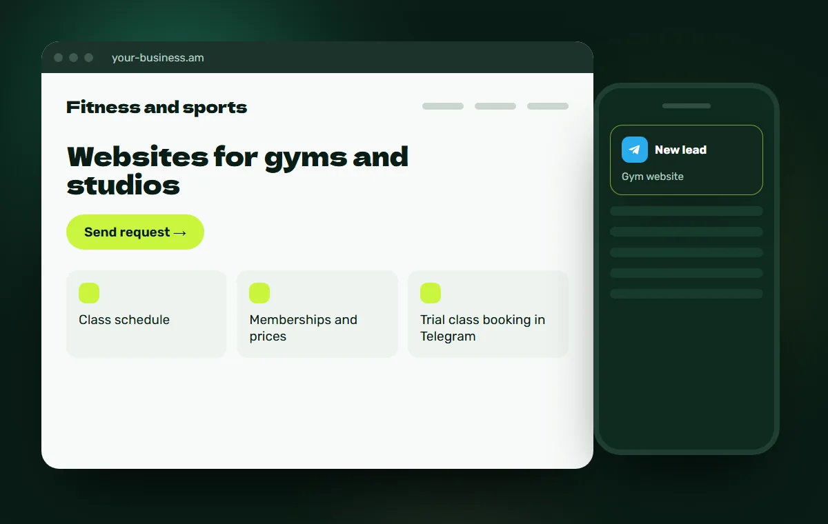 Website mockup: Gym website