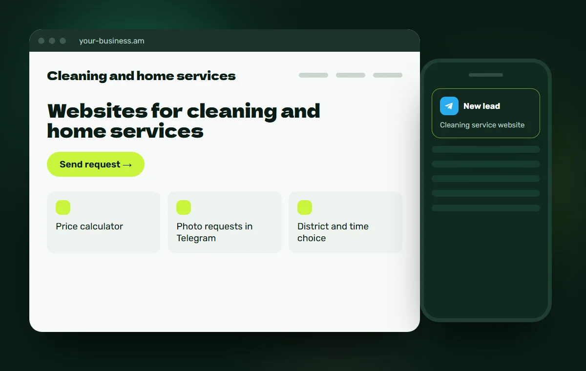 Website mockup: Cleaning service website