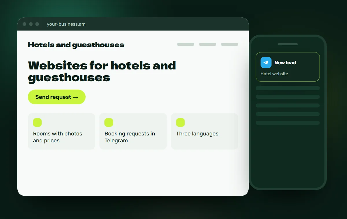 Website mockup: Hotel website