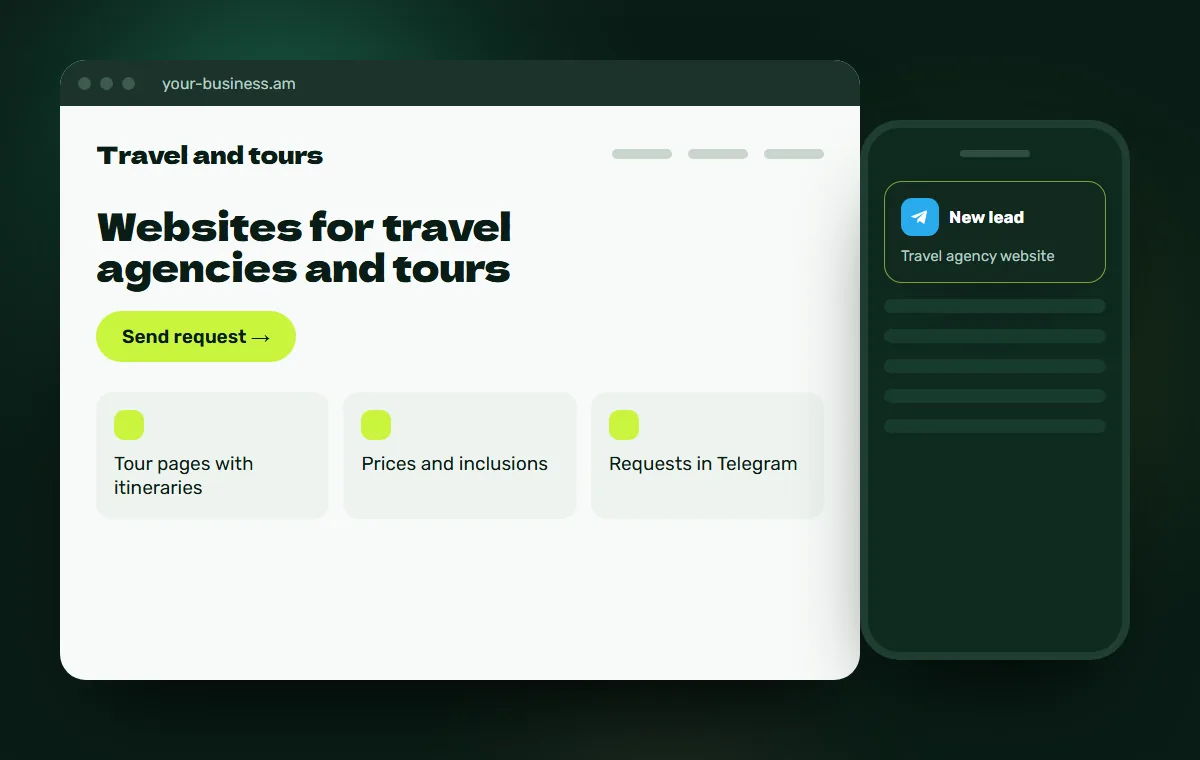 Website mockup: Travel agency website