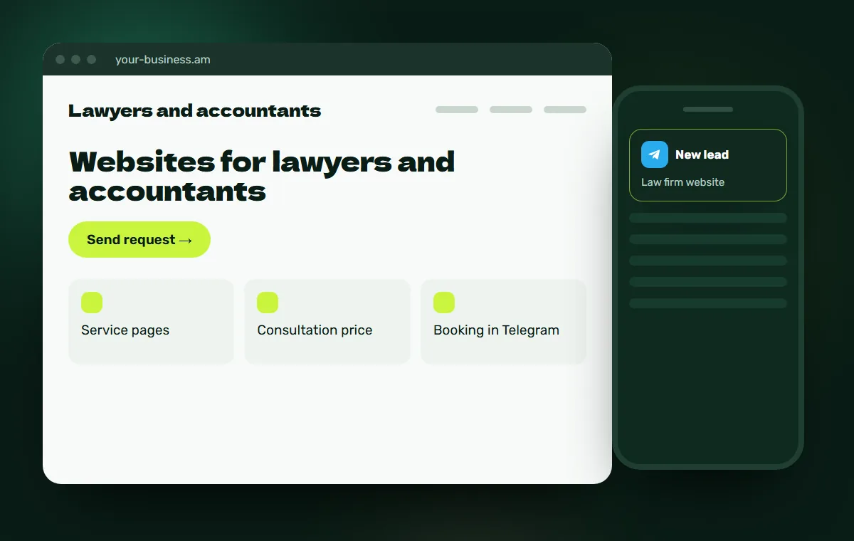 Website mockup: Law firm website