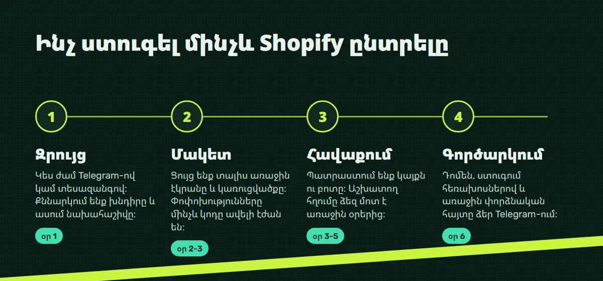 Աշխատանքի փուլեր․ զրույց, մակետ, հավաքում, գործարկում