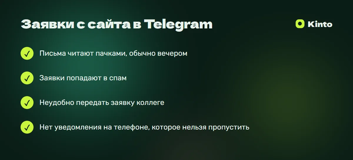 Главное из статьи: Заявки с сайта в Telegram